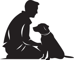 Iconic Companions Vector Logo Graphics for Dog and Human Bound by Design Black Icon for Dog and Owner Duo