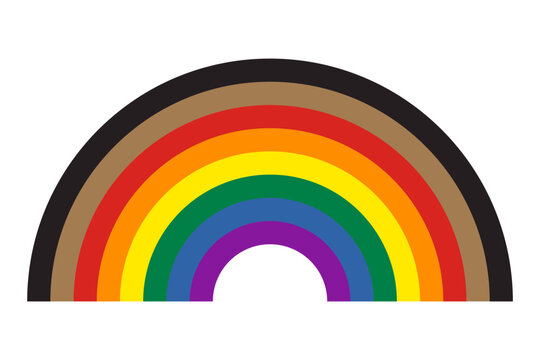 Rainbow icon symbol with black and brown stripes