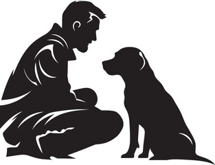 Companion Icons Iconic Black Graphics for Dog and Human Fetching Connection Vector Design for Canine and Companion