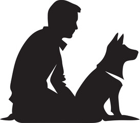 Pawsome Partnership Logo Black Icon Design Heartwarming Dog and Owner Emblem Vector Graphic