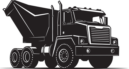 Blackout Hauler Dump Truck Logo Design Dumping Power Iconic Industrial Dumper in Black