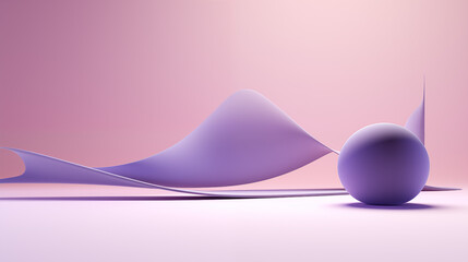 Soothing Lavender Waves and Sphere - Abstract 3D Art