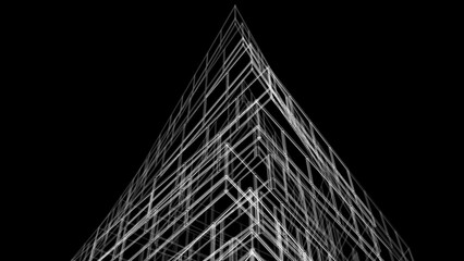 Modern building architectural drawing 3d illustration
