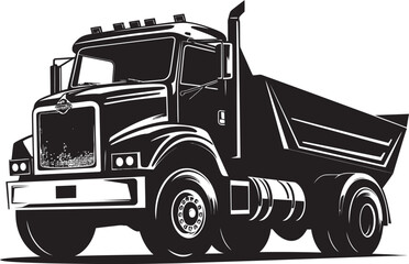 Sleek Black Logo Industrial Dumper Vector Design Powerful Dump Truck Icon Industrial Graphic Concept