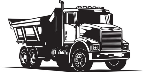 Vector Visions Dump Truck Black Icon Graphics Industrial Iconography Iconic Black Logo Design