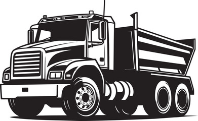 Industrial Iconography Iconic Black Logo Design Dump Truck Mastery Black Vector Iconography