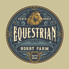Equestrian classic logo design template