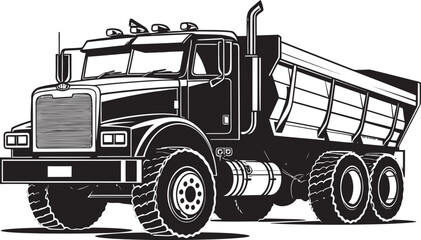 Robust Rig Icon Black Logo Design for Industrial Dumper Dump Truck Dominion Vector Graphic Icon for Hauling