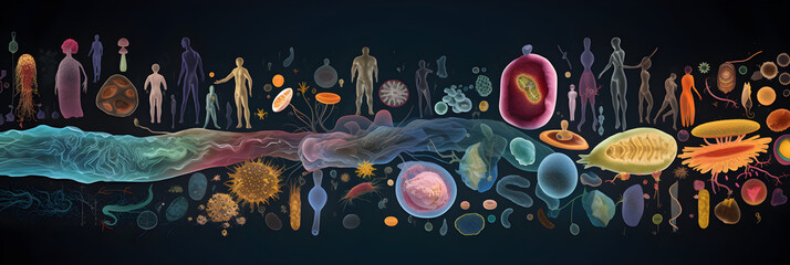 Intricate Illustration of Diverse Microbiota in the Human Gut: A Closer Look at Our Second Brain
