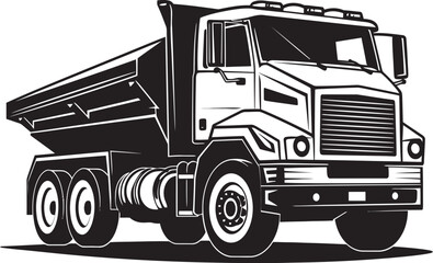 Iconic Industrial Symbol Black Vector Dumper Sleek Strength Dump Truck Graphic Emblem