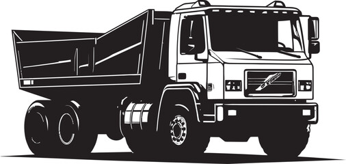 Precision Powerhouse Dump Truck Logo in Black Streamlined Innovation Industrial Dumper Design