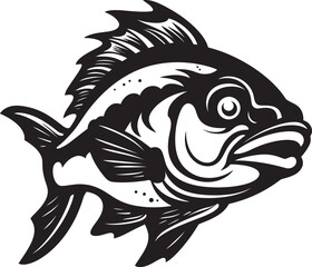 Tropical Trails Black Iconic Fish Icon Aqua Artistry Fish Logo Vector