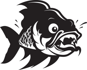 Tropical Tranquility Black Iconic Fish Graphics Aqua Artistry Fish Logo Design