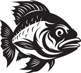 Coral Carnival Black Iconic Fish Vector Underwater Elegance Tropical Fish Design Icon