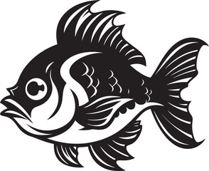 Marine Mirage Exotic Fish Icon Graphics Sunset Swimmer Black Iconic Fish Logo