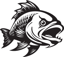 Azure Abyss Vector Black Fish Design Tropical Thrive Exotic Fish Icon Vector