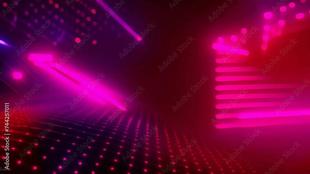 Poster purple and red background with lines and dots generative ai