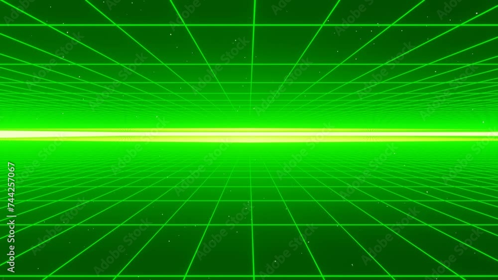 Poster 3d abstract retro green neon grid. wireframe sci-fi futuristic background 80s 90s videogame y2k styl