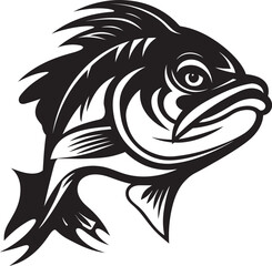 Ocean Odyssey Black Iconic Fish Vector Tropic Treasures Tropical Fish Logo Icon