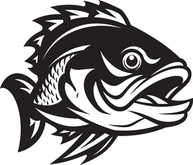 Vector Vortex Fearful Fish Logo Design Dark Waters Feared Mascot Icon Vector