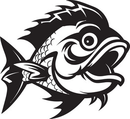 Dreaded Depths Black Mascot Icon Vector Chaos Chaser Fear Striking Fish Mascot