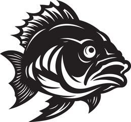 Sinister Swim Feared Fish Logo Vector Dreaded Depths Black Mascot Icon Vector