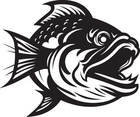 Phantom Predator Fearful Fish Icon Vector Terror Tide Black Vector Mascot Graphics