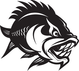 Nightmare Navigator Fear Inducing Fish Icon Sinister Surge Black Fish Logo Vector