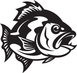 Dark Waters Feared Fish Mascot Icon Menacing Marine Black Vector Mascot Design