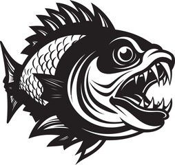 TerrorFins Black Iconic Mascot Logo Vector Dread Feared Fish Icon Graphics