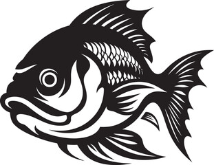 Vector Dread Fearful Fish Logo Icon Phantom Predator Black Mascot Logo Graphics