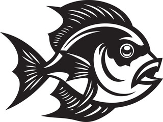 Vector Venom Black Iconic Mascot Icon Exotic Fins Tropical Fish Black Icon Vector
