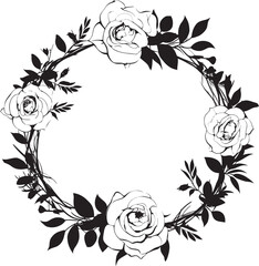 Intricate Rose Embrace Iconic Graphics Dark Rose Silhouette Vector Logo