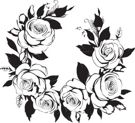 Rose Noir Silhouette Vector Logo Design Delicate Petal Perimeter Black Icon