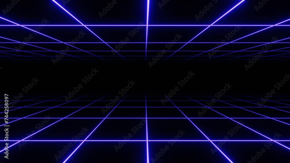 Poster 3d retro neon blue abstract background with laser lines. synthwave grid videogame style. vj futurist
