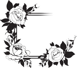 Rose Noir Sophistication Iconic Design Chic Floral Frame Vector Icon