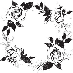 Ink Petal Perimeter Black Rose Design Botanical Noir Iconic Rose Emblem