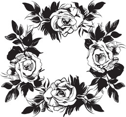 Dark Petal Perimeter Iconic Rose Emblem Shadowed Roses Black Rose Iconic Design