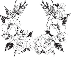 Delicate Petal Perimeter Black Icon Graphics Enigmatic Floral Emblem Iconic Logo Design