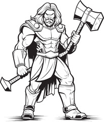 Defenders Devotion Vector Axe Icon Blade Brawler Long Haired Hero Logo