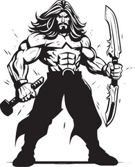 Fototapeta premium Axe Avenger Black Logo Graphics Champions Chop Heroic Axe Design