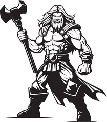 Eternal Protector Vector Axe Emblem Axe of Valor Long Haired Heroic Graphics