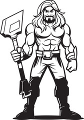 Blade Brawler Long Haired Hero with Axe Mystic Warrior Black Axe Icon