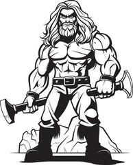 Blade Guardian Long Haired Logo Icon Axe Allegiance Black Hero with Axe