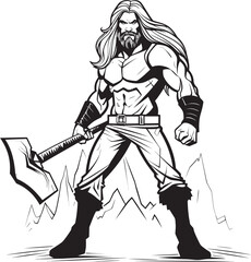 Warriors Wrath Vector Long Haired Hero Shadowed Sentinel Black Heroic Emblem