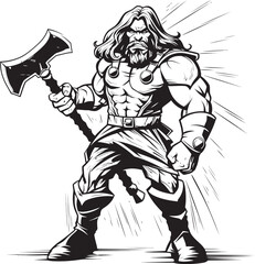 Shadowed Sentinel Black Heroic Emblem Blade Bearer Vector Axe Icon