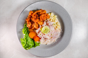 close -up of Peruvian ceviche
