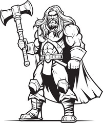 Axe Avenger Heroic Long Hair Logo Warriors Whirlwind Iconic Axe Vector