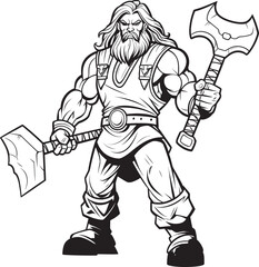 Eternal Protector Black Emblem Icon Axe of Valor Long Haired Hero with Axe