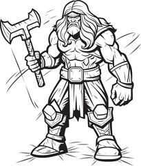 Warriors Will Axe Icon Vector Defenders Deliberation Heroic Emblem